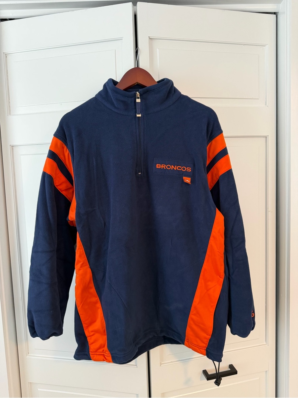 Reebok Navy and Bright Orange Fleece Quarter-Zip Pullover